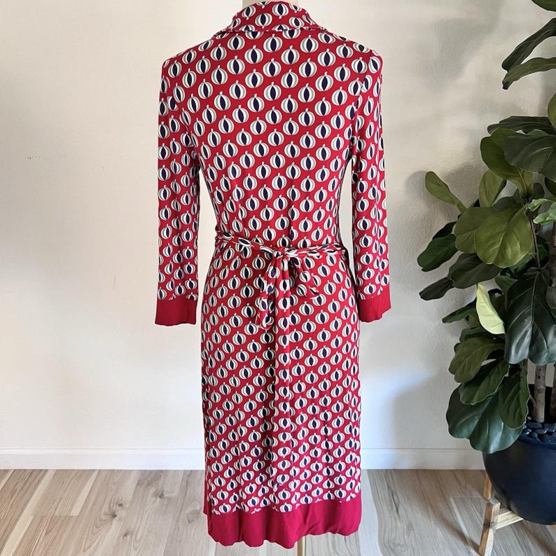 Boden Jersey Midi Dress Sz 6 Long Sleeve Front Wrap Mid MCM Retro Anthropologie image 4
