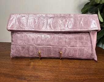 Vtg Gianni Chiarini Pink Italian Leather Pochette Designer Shoulder Bag Purse