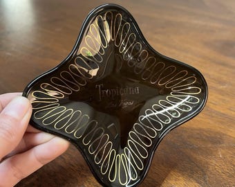 Vintage Smoked Glass Ashtray Tropicana Las Vegas Hotel Casino Souvenir Gold