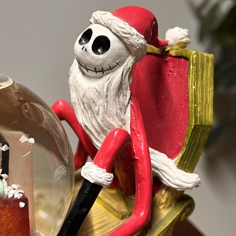 Vtg 1993 Jack Skellington Nightmare Before Christmas Musical Light Up Snow Globe image 2