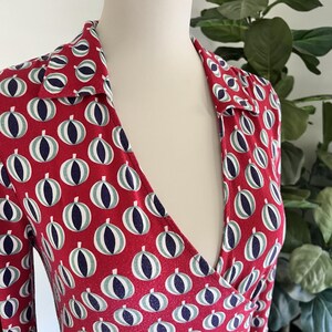 Boden Jersey Midi Dress Sz 6 Long Sleeve Front Wrap Mid MCM Retro Anthropologie image 2