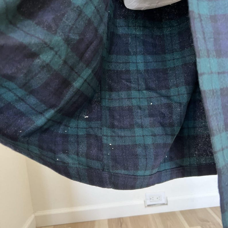 Robe noire en laine écossaise Pendleton NWT des années 1970 pour hommes (M) à carreaux LIRE image 5