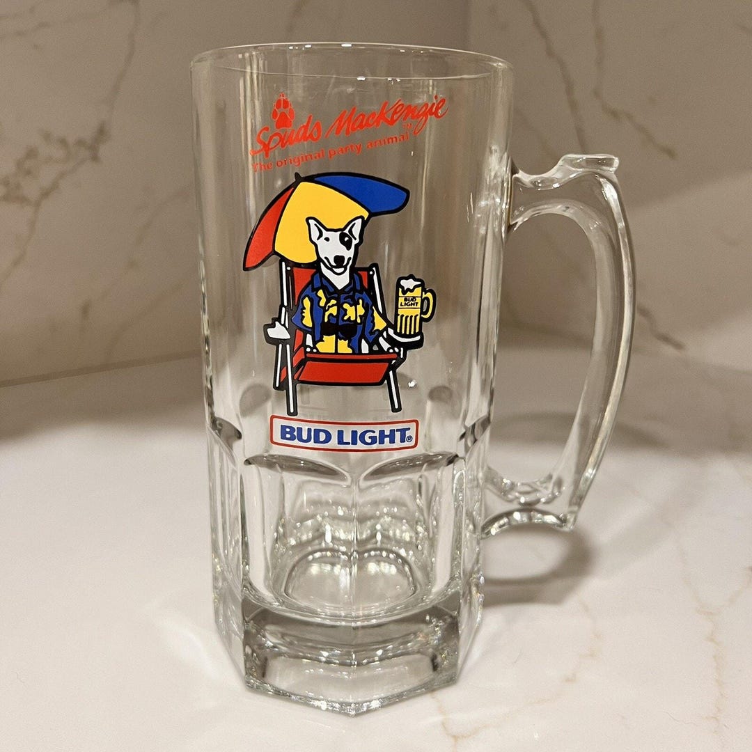 1987 Spuds Mackenzie Beer Glass Mug Stein Budweiser Bud Light