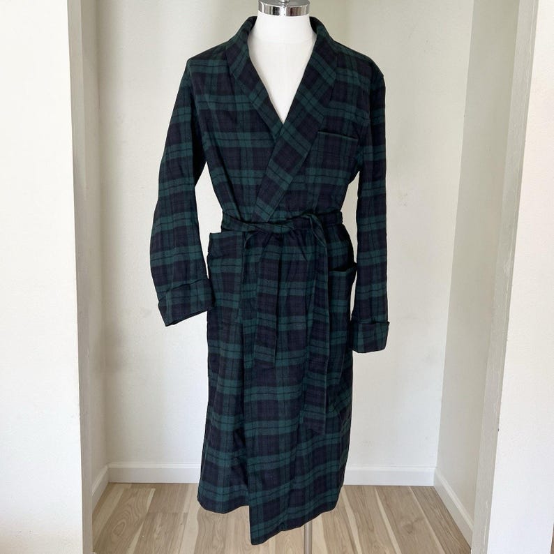 Robe noire en laine écossaise Pendleton NWT des années 1970 pour hommes (M) à carreaux LIRE image 1