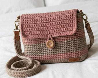 Striped Crochet Crossbody Bag Pattern, Beginner Shoulder Handbag Tutorial (PDF Download)