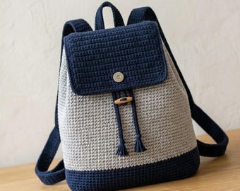 Two-Tone Crochet Backpack Pattern, Minimalist Rucksack PDF (Digital Download)