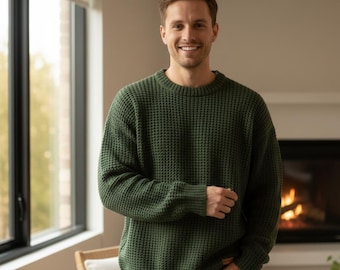 Waffle Knit Sweater Pattern | Chunky Oversized Pullover (PDF Pattern)