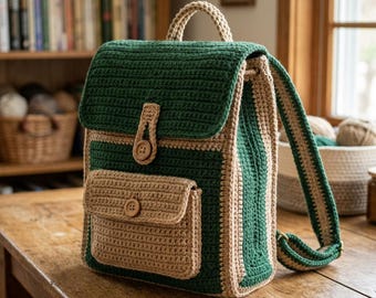 Crochet Backpack Pattern, Modern School Bag Tutorial, Beginner Friendly (PDF Download)