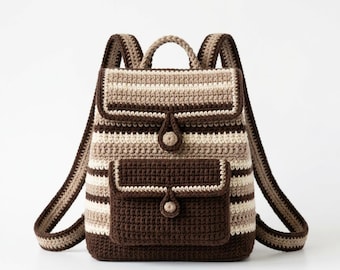 Striped Crochet Mini Backpack Pattern, Beginner Friendly Tutorial (Digital Download)