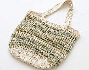 Crochet Market Bag , Foldable Mesh Tote Bag Pattern, Digital Download