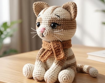 Striped Calico Cat Crochet Pattern, Amigurumi Kitten Tutorial (PDF Download)