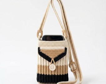 Crochet Phone Bag Pattern, Ribbed Crossbody Purse, Boho Mobile Pouch (PDF Download)