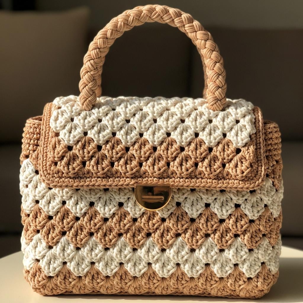 30 Boho Bag Crochet Patterns for Fringe, Florals, and Everyday Texture 10 Textured Shell Stitch Handbag Pattern