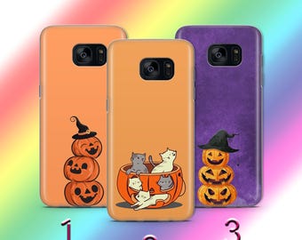 Etui na telefon F6 z motywem Halloween do modeli Samsung Galaxy S5 S6 S7 S8 S9 Edge Plus LTE NEO. Straszny dyniowy szkielet na Halloween 31 października