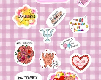 Collaboration Stella X Marion @psychologium_             - Pack de stickers sur la psychologie, le bien être et la santé mentale