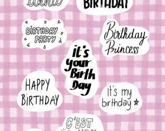 Pack of stickers - Happy Birthday writings