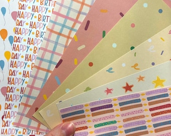A5 Scrapbooking Paper Kit - Birthday Theme