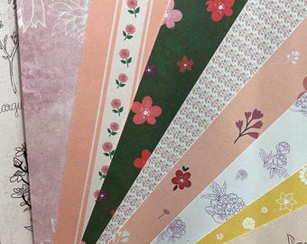 A5 Scrapbooking Paper Kit - Floral Theme