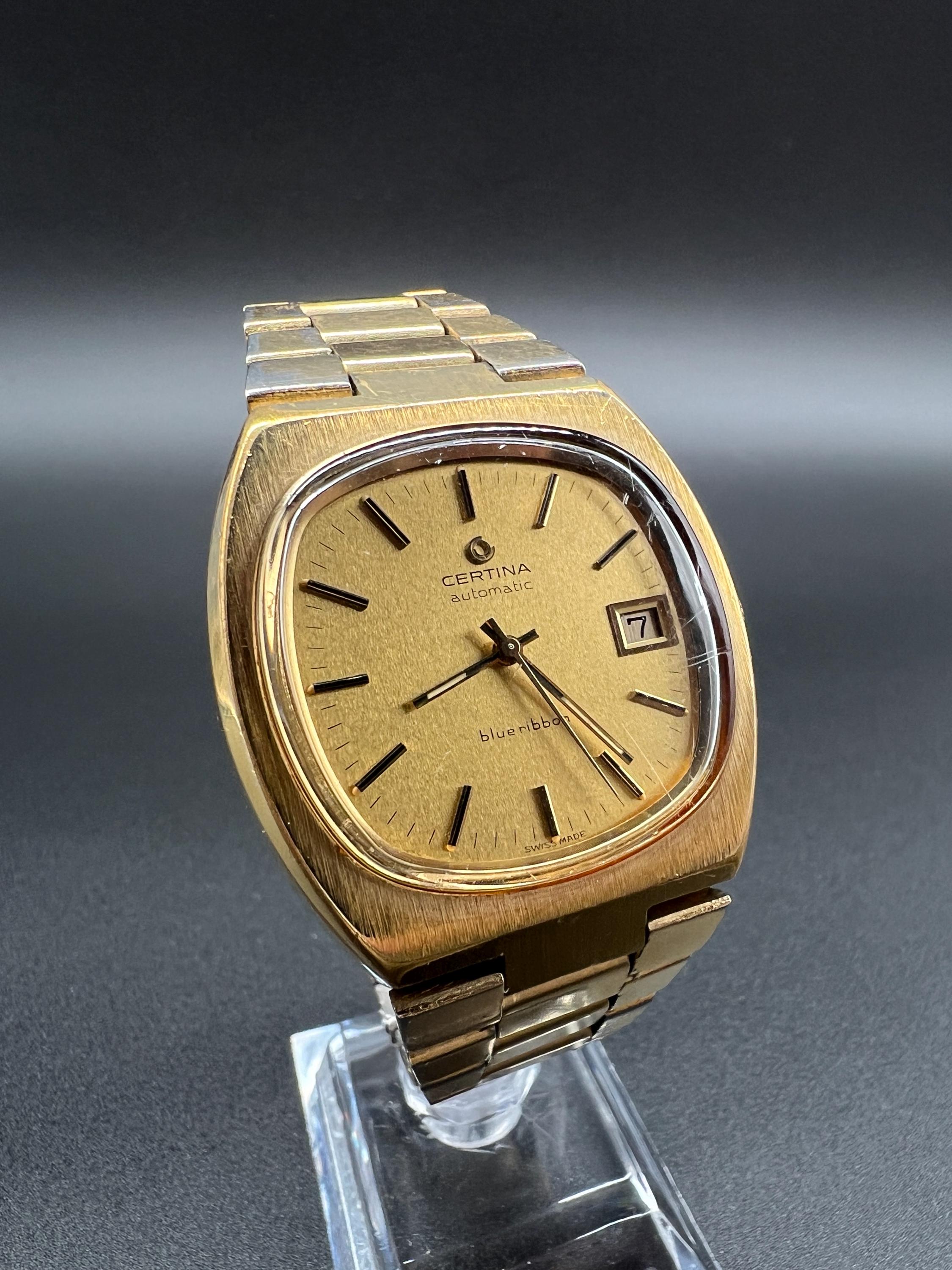 Montre Certina Blue Ribbon Automatique - Boîtier Et Bracelet Plaqué Or - Occasion, Montre Homme Classique