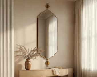 Handmade Pivoting Brass Mirror – Suspended Wall Mirror – Tilting Bathroom Mirror
