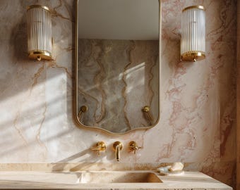 Specchio in ottone smerlato – Specchio da parete marocchino fatto a mano per toeletta e bagno