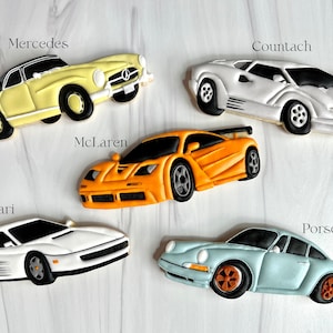 Classic Sports Cars Set 3D Printed Cookie CUTTERS: Mercedes 300 SL, Lamborghini Countach, Porsche 911, Ferrari Testarossa, McLaren F1