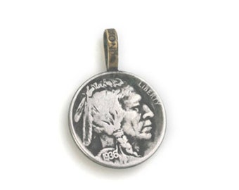 Silver Indian Head Coin, Buffalo Nickel Coin, Handmade Coin, Indian Bracelet, Buffalo Pendant, Sterling Silver Coin, Coin Necklace