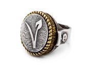 coin ring with the Vegan Symbol coin medallion