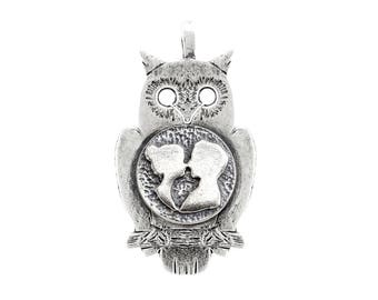 Owl coin necklace with the couple coin medallion 925 sterling silver coin medallion one of a kind handemade design