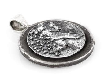 Running Man Medallion: Buffalo Nickel Sterling Silver Coin Pendant