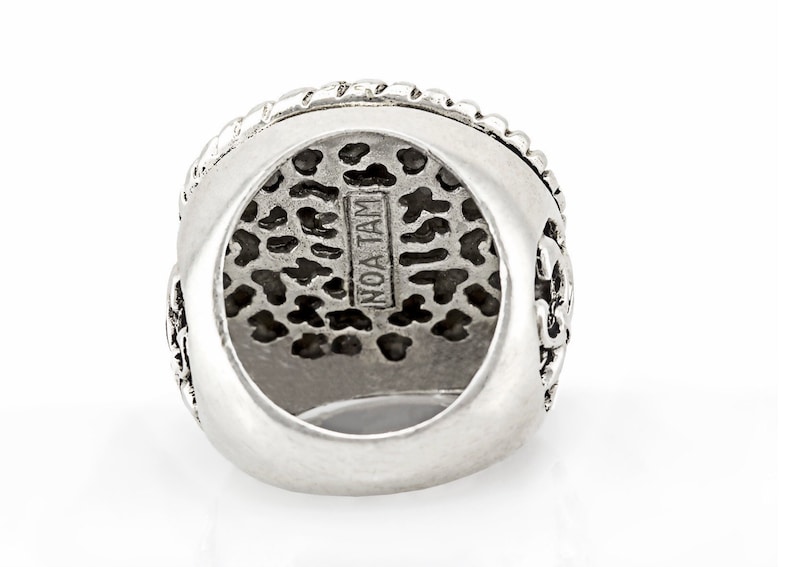 symbol for peace coin ring with the Star of Abraham medallion on fleur de lis ring Jewish ring Abraham ring