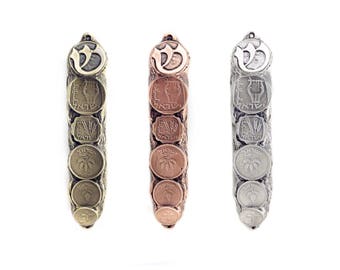 Beautiful Mezuzah woth coins, Mezuzah with stories