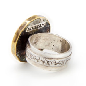 silver ring with the old coin of 3 Pence coin of Great Britain image 3