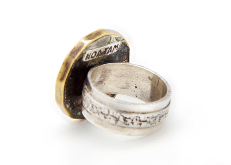 silver ring with the old coin of 3 Pence coin of Great Britain image 3