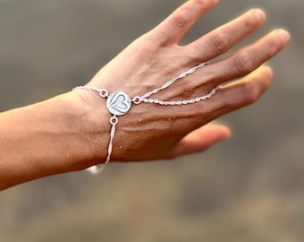 Sterling Silver Open Heart Bracelet: Shadi Style, 7 Inch Chain