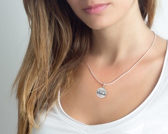 Sterling Silver Medallion Necklace: V’ahavta Hebrew Love Coin Pendant