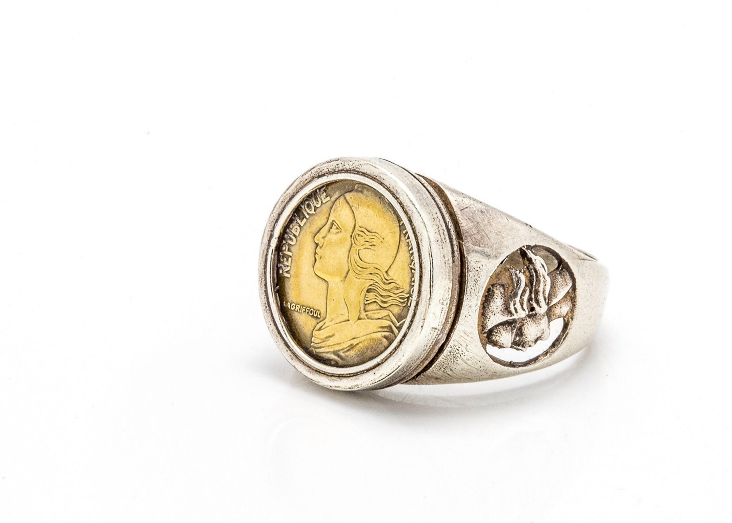 An Amazing Old Coin Ring With the 5 Centimes Coin of France - Etsy
