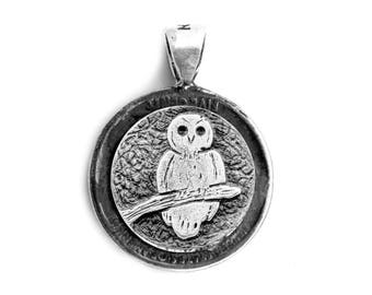 Coin Pendant with the Owl medallion with Buffalo Nickel coin of USA Noa Tam coin jewelry