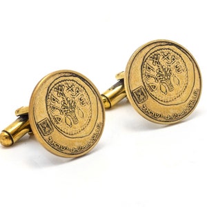 Coin Cufflinks with 5 agora-Anniversary Gift - Mens Gifts - Cuff Links - Men Jewerly - Mens Jewelry-Mens Gift-Coin jewelry-father day gift