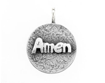 Sterling Silver Amen Medallion Necklace: Faith Jewelry
