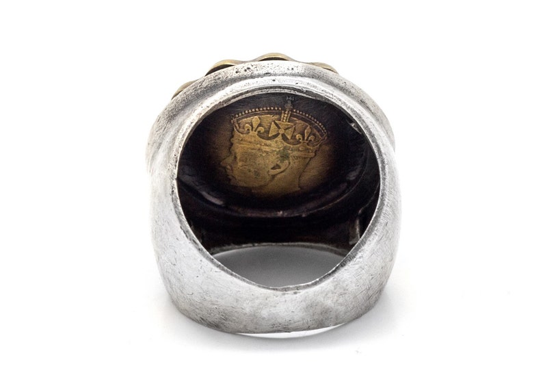 Coin ring with the 1 Anna coin of British India handmade one of a kind -sterling silver coin ring ooak piece