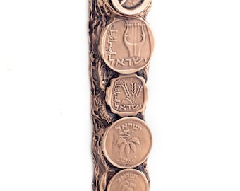 Noa Tam Coin Mezuzah: Copper Plated Pewter Blessing
