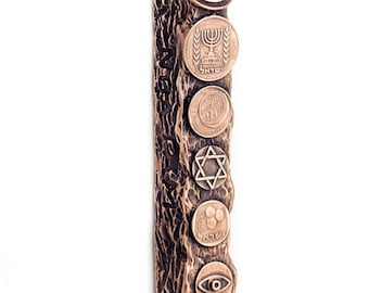 Copper Plated Pewter Mezuzah: Jewish House Blessing