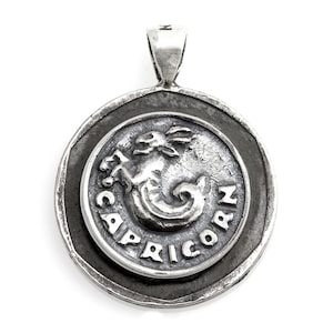 Steenbok medaillon op oude 10 Sheqel munt van Israël-Zodiac sieraden -One of kind sieraden