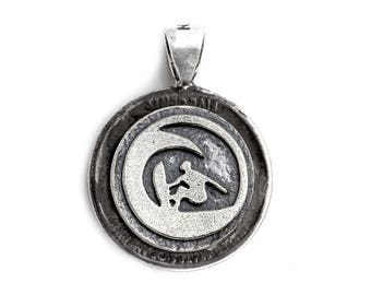 coin Pendant with the Surfer coin medallion and the Buffalo Nickel coin of USA Noa Tam coin jewelry