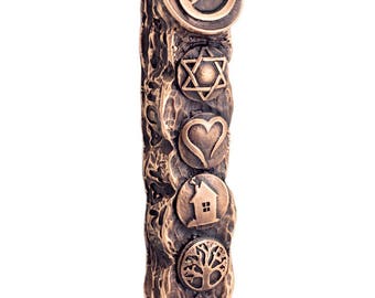 Symbol Mezuzah: Copper Plated Pewter, Blessing for Home