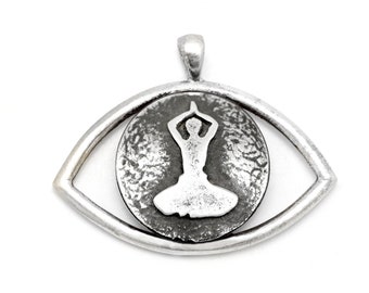 An amazing coin symbol necklace with the Thanksgiving Meditation eye Jewerly gift for her gift for him Yoga lovers yoga gift idea