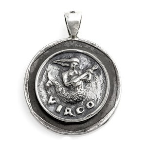Virgo medallion on old 10 Sheqel coin of Israel One of kind jewelry Unique coin-Zodiac jewelry image 1