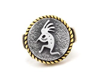 coin ring with the Kokopelli  coin medallion Noa Tam coin jewelry Indian jewelry