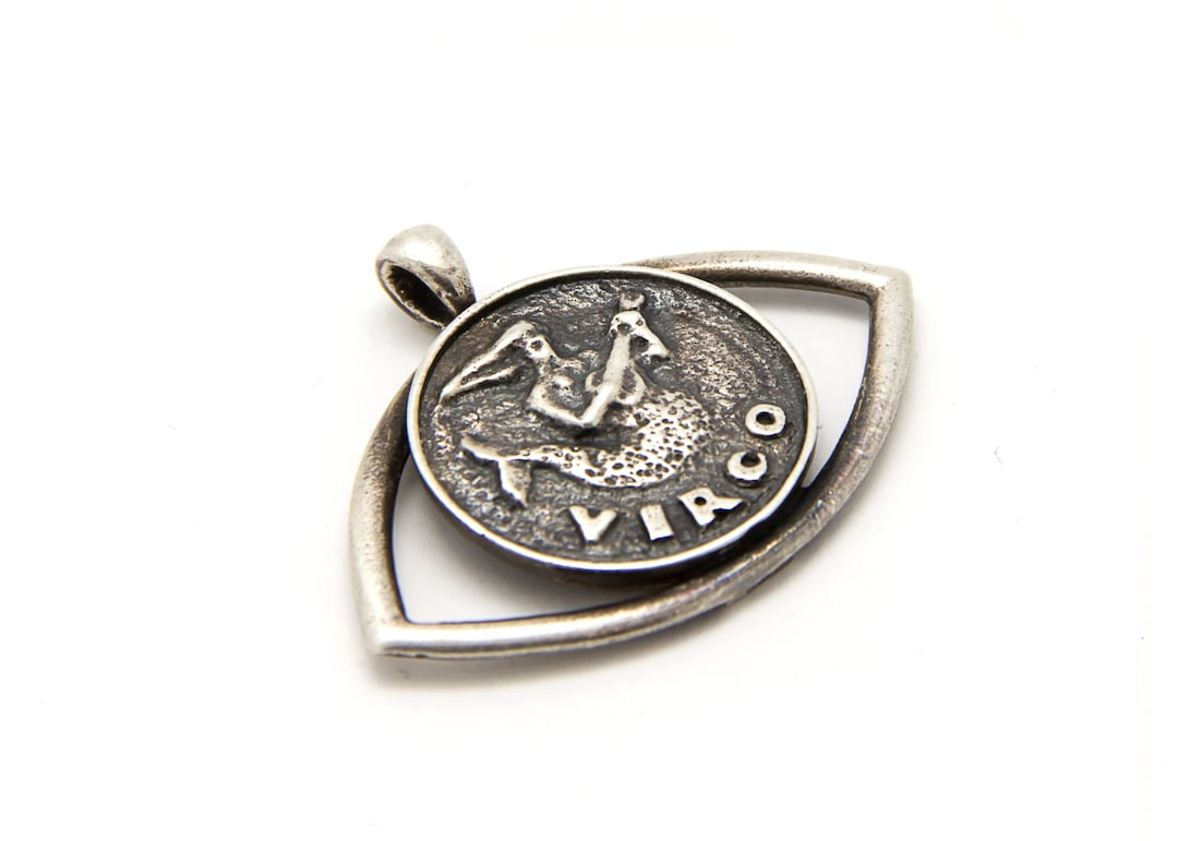 Sterling Silver Virgo Medallion Necklace: Handmade Zodiac Pendant - Etsy